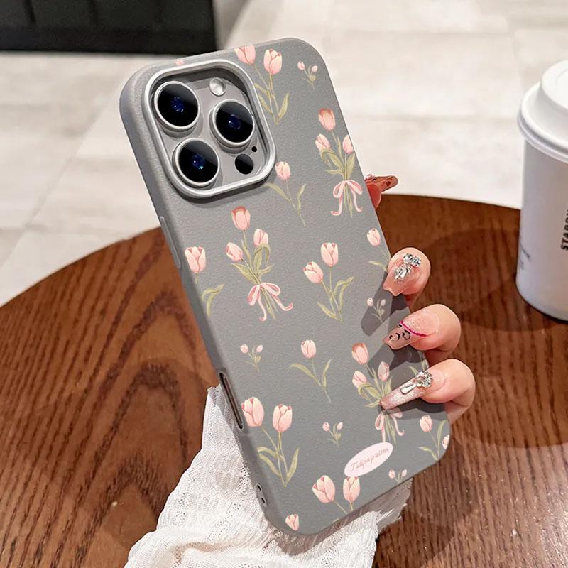 

Pink Tulip Lichee Pattern Phone Case For Samsung Galaxy S25 Ultra S23 FE S22 Plus S24 A56 A55 A53 A52 A25 A24 A16 A54 A35 Cover Galaxy A13 4G