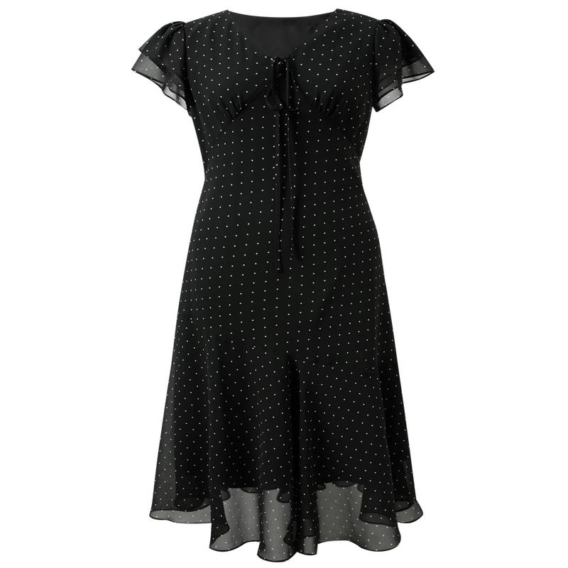 

SanCai French Polka Dot V-Neck Chiffon A-Line Dress M