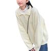 French single-breasted lapel long-sleeve knit sweater for women, spring casual minimalist design with a polo collar pullover sweater for women