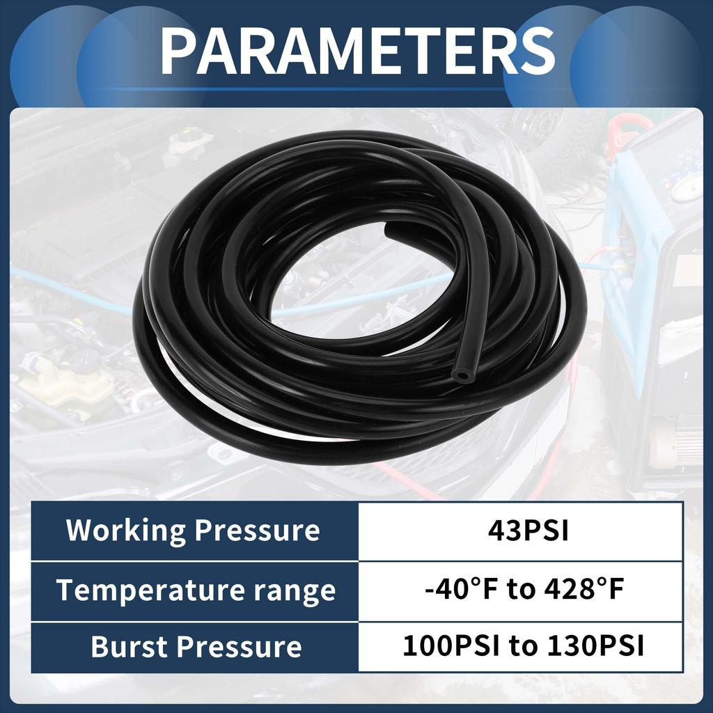 INFINAUTO Silicone Vacuum Tube Hose Engine 16.4FT 3/16" 5mm ID 2.5mm Thickness Car Automotive Vacuum Line Silicone Black High Temperature