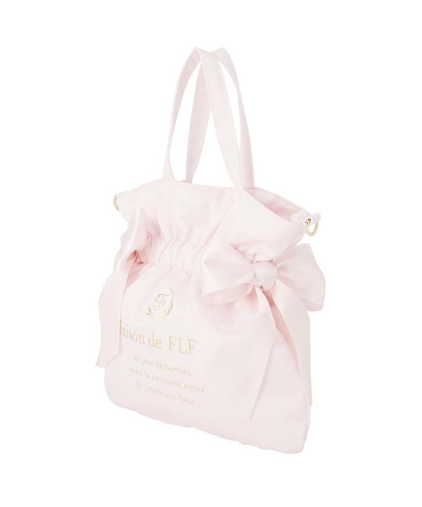 Maison de FLEUR Double Ribbon Tote Size Tote Bag 08001386100 2-Way Bag, Navy, F,