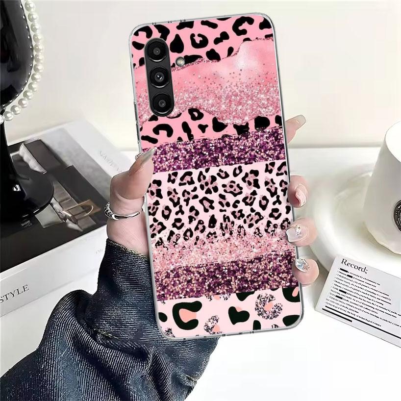 Pink Leopard Print Phone Case For Samsung Galaxy A13 A14 A15 A16 A17 A53 A54 A55 A56 A57 A33 A34 A35 A36 A37 A23 A24 A25 A26 Gal
