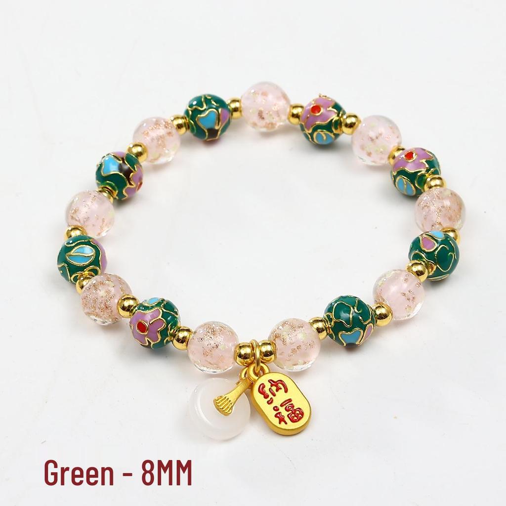 Cloisonné Enamel Floral Peace Buckle Bracelet - Luminous, High-End Jewelry for Women