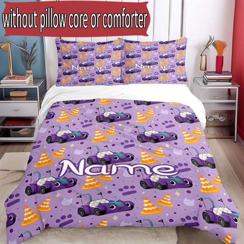 Set copripiumino 3 pezzi (1*Copripiumino + 2*Federe, Senza Nucleo), Set Biancheria da Letto Personalizzato con Nome e Motivo di Gabby's Dollhouse, Regalo Decorazione Camera da Letto