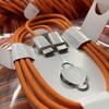 60W Dual Type-C Braided Data Cable for Apple Devices - Orange