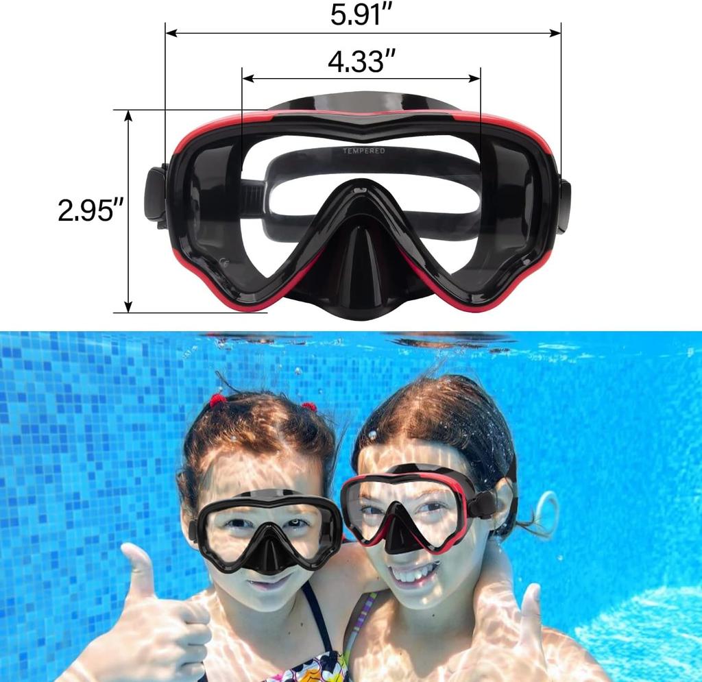 Swimming Goggles Diving Mask Swimming Goggles with Nose Cover Silicone Skirt Tempered Glass Panoramic HD for Boys Girls