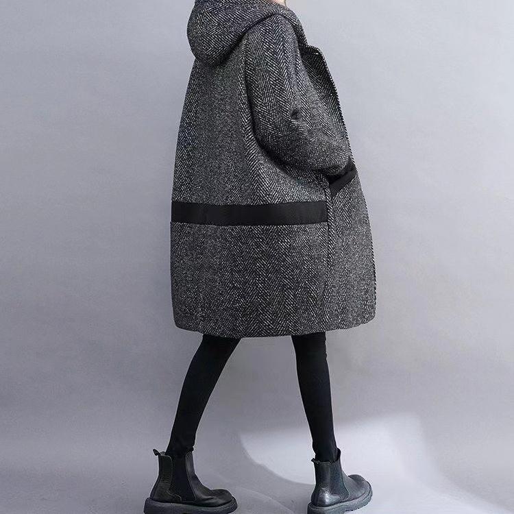 Women's Autumn Winter Loose Plus Size Hooded Coat, Casual Jacket with Temperament