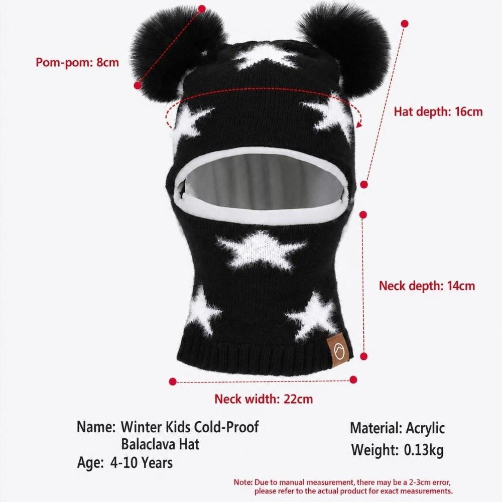 Ear Protection Winter Neck Gaiter Hat Acrylic Full Face Cover Hat Protective Pom Pom Hat For Boys