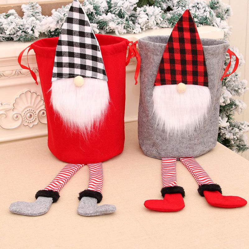 Christmas Faceless Old Man Closing Gift Bag Hanging Leg Christmas Carry Bag Christmas Pack Gift Bag