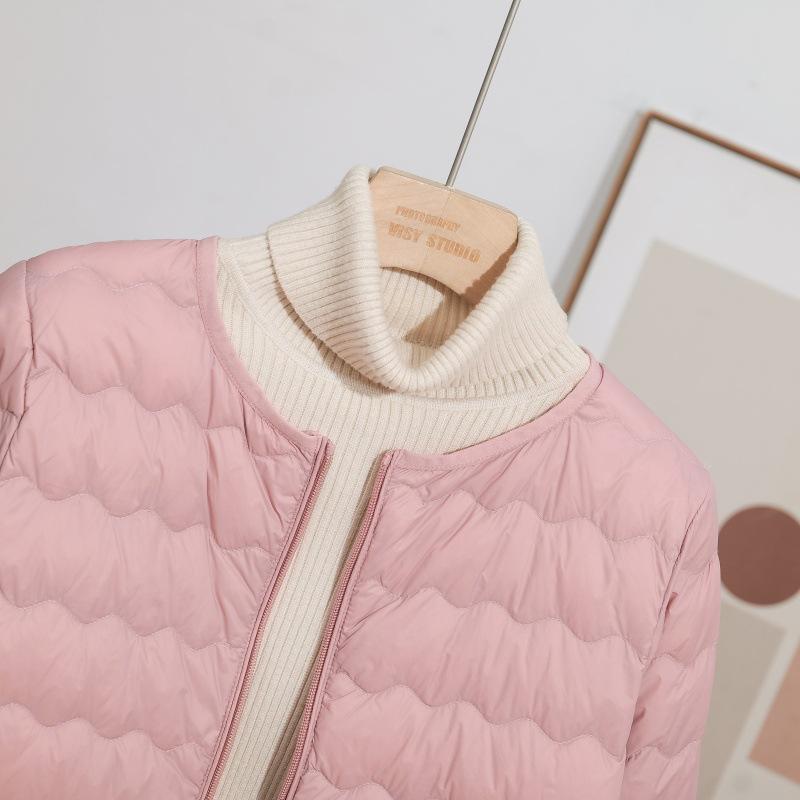 Korean Style Lightweight Collarless Down Jacket for Women