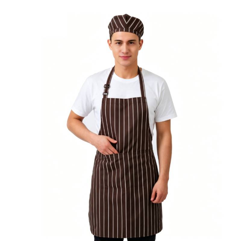 Striped And Peppers Print Sleeveless Apron For Restaurant Chefs And Waitstaff