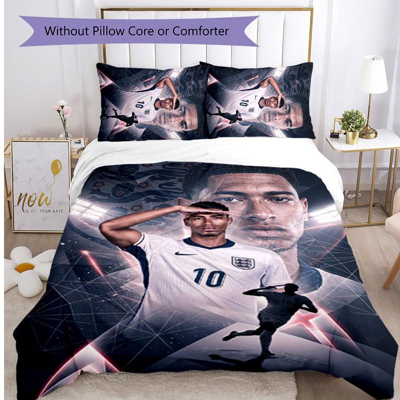 Set Lenzuola 3 Pezzi Stampato Jude Bellingham Traspirante Copripiumino con Federe Biancheria da Letto Decorativa per Camera da Letto Casa