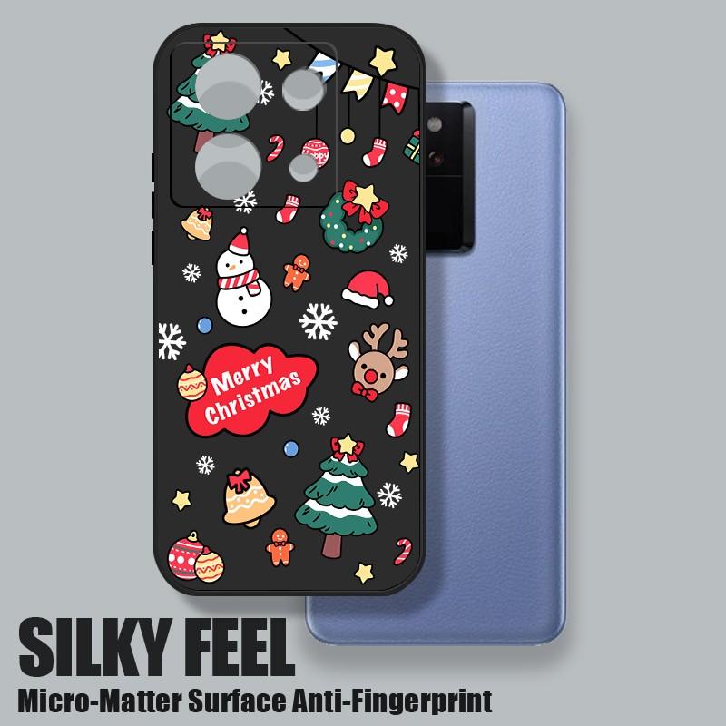 

Color Merry Christmas Tree Elk Pattern TPU Case For Xiaomi Poco F6 X6 Pro 13T Redmi Note 13 12 Pro 11 10 Snowman Shockproof Soft Lanyard Phone Cover Redmi Note 13 4G чёрный