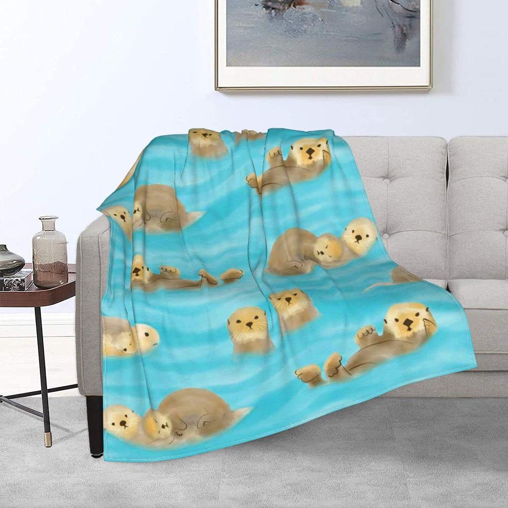 Cartoon Sea Lazy Flannel Blanket Sofa Bedroom Cute Decorative Blanket Portable Lunch Break Blanket