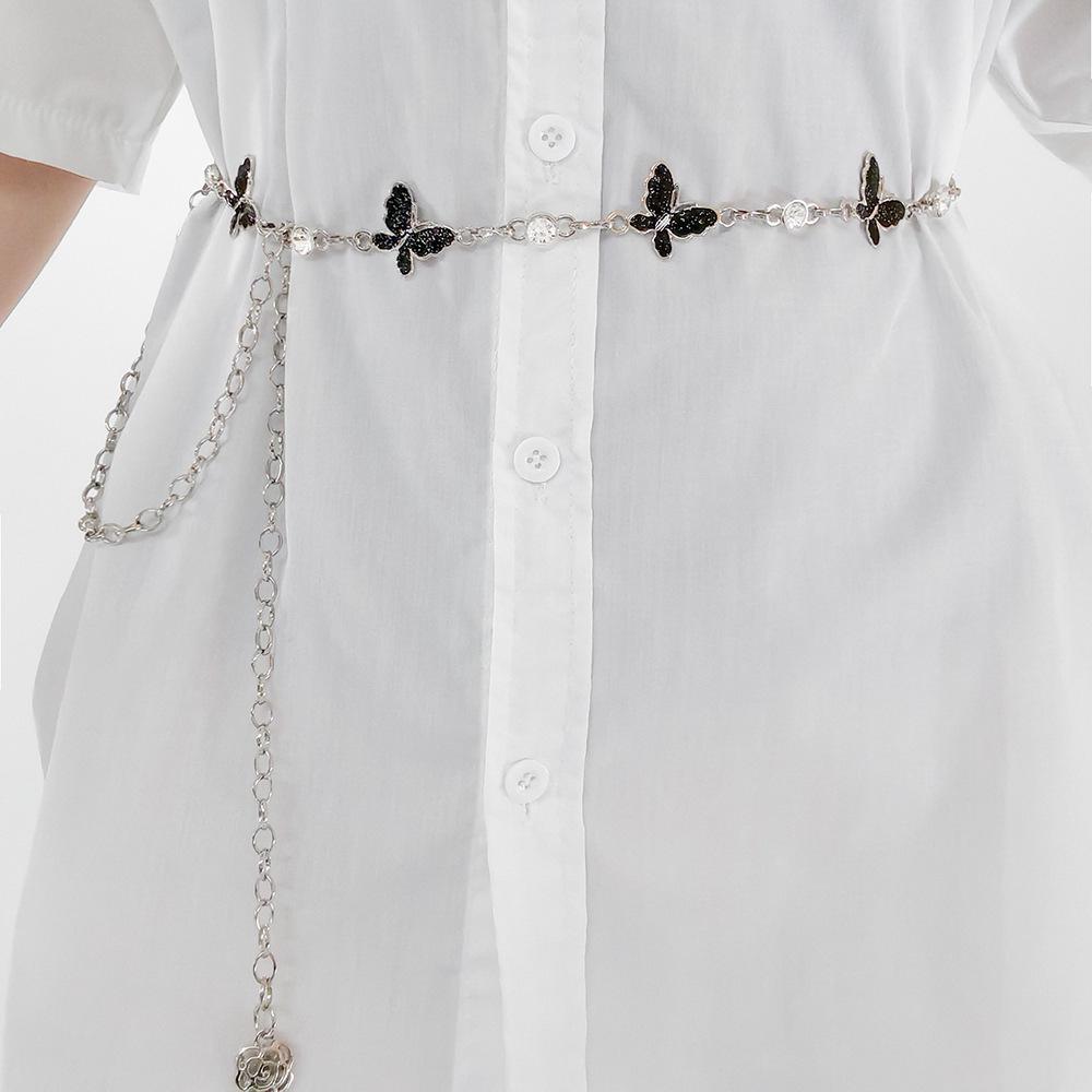 

Корейский стиль цепочка на талию с бабочкой и стразами и полым подвесом в виде розы для женщин
