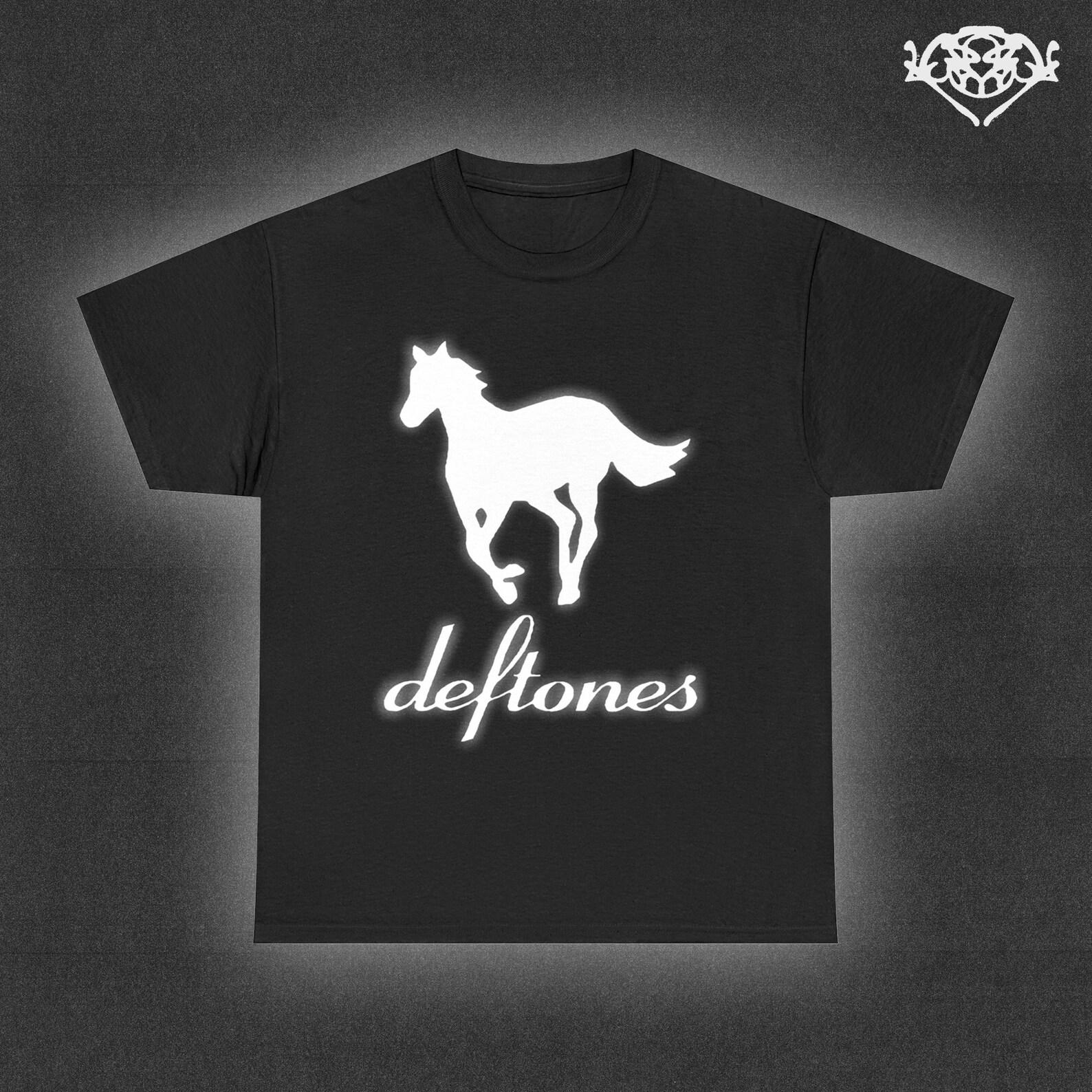 Deftones White Glowing Pony Tee // Chino Moreno, Rare, Concert, Tour, Music - Surreal, Unisex Rock T shirt S