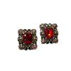 Antique Jewelry Vintage Large Ruby Earrings Heavy Industry Palace Style Geometric Square Rhinestone