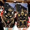 Black Gold Cat For Samsung Galaxy A15 5G 54 4G 51 50 24 35 90 71 12 51 53 52S 80 22 34 Black Tempered Glass Phone Case