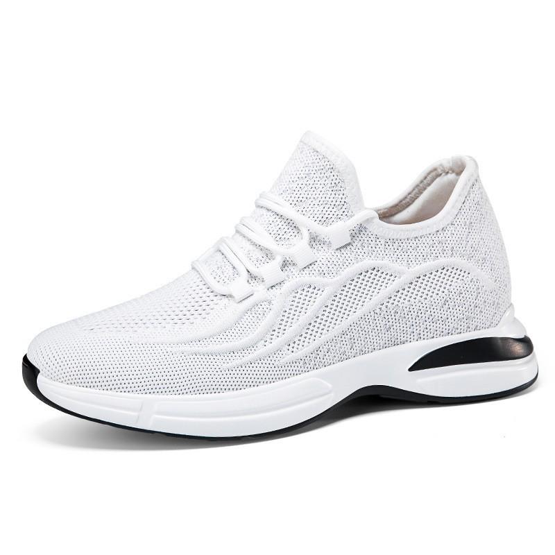 Men's Flyknit Height-Increasing Running Shoes - Breathable Mesh, Thick Sole, Low-Top, Spring/Summer Casual Sportswear.