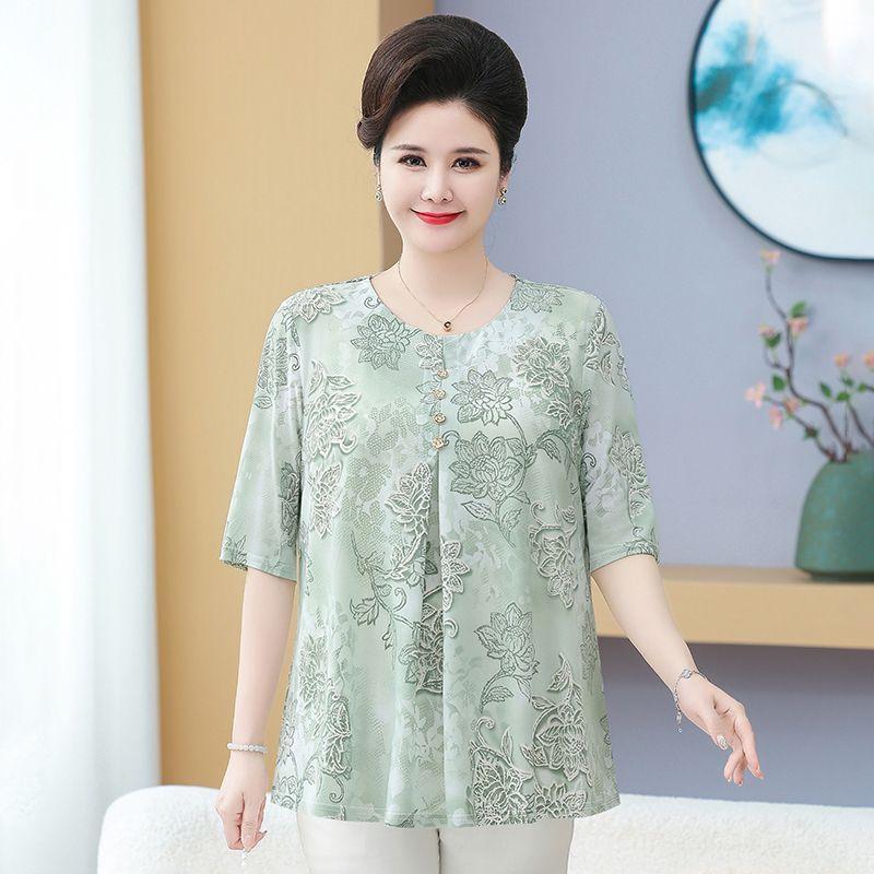 Women's Plus Size Blouse Summer Half Sleeve T-Shirt Loose Print Blouse