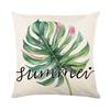 Green Plant Pillow Cover Letter Flax-printed Home Pillow Cover Living Room Sofa Decoration Cushion Cover