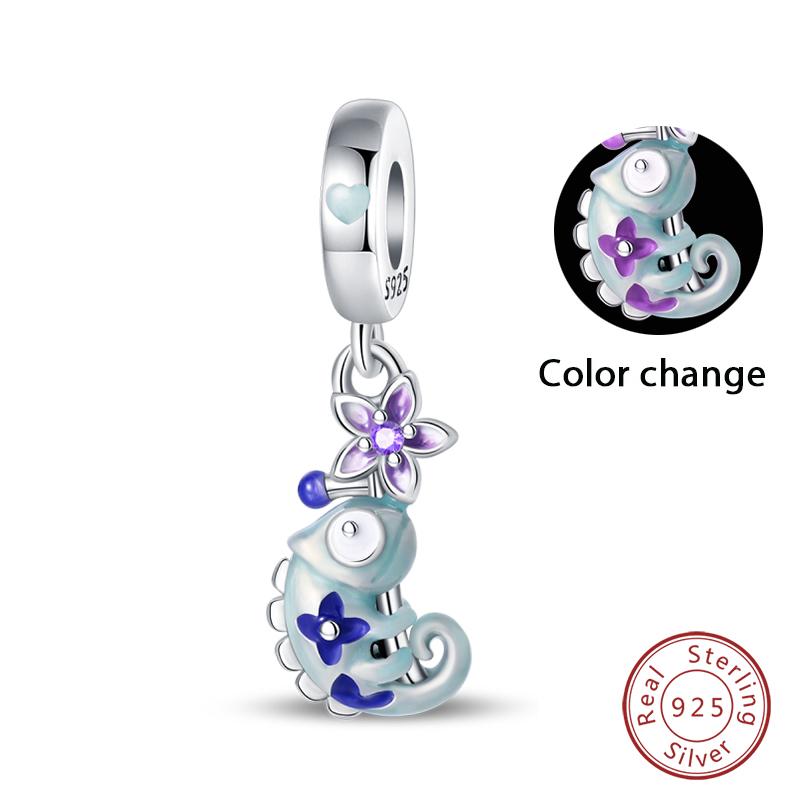 100% Copper Colorful Chameleon Animal Charms Beads Fit Qikaola Original Bracelets Diy Birthday Jewelry Making