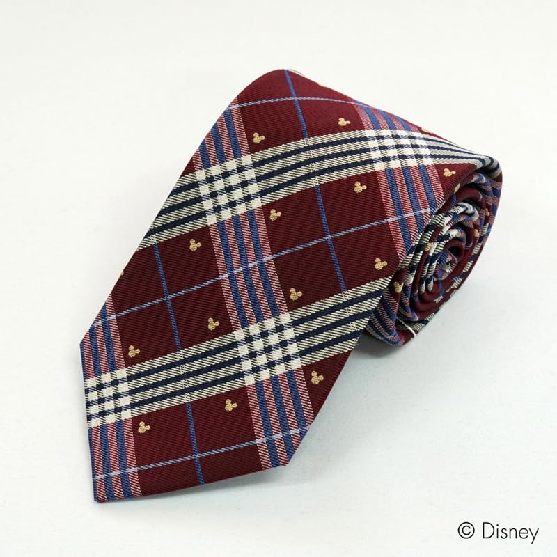 [Disney] Mickey Mouse Necktie, Checkered Pattern, DN917283A, Red