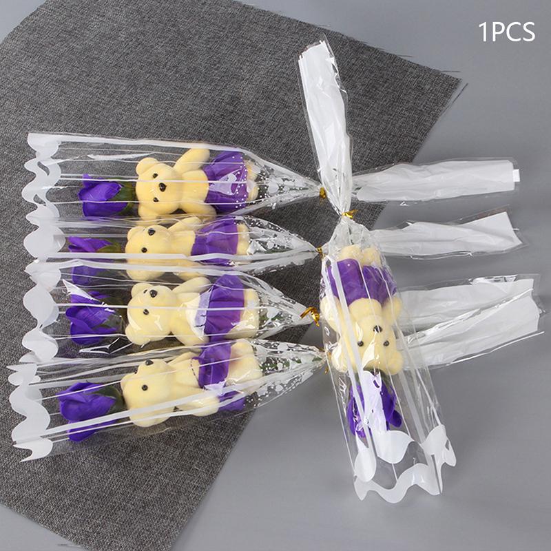 1Pcs Bear Soap Rose Bouquet Valentines Day Gift for Fridend Wedding Bouquet Home Decorations Holding Artificial Rose Flowers