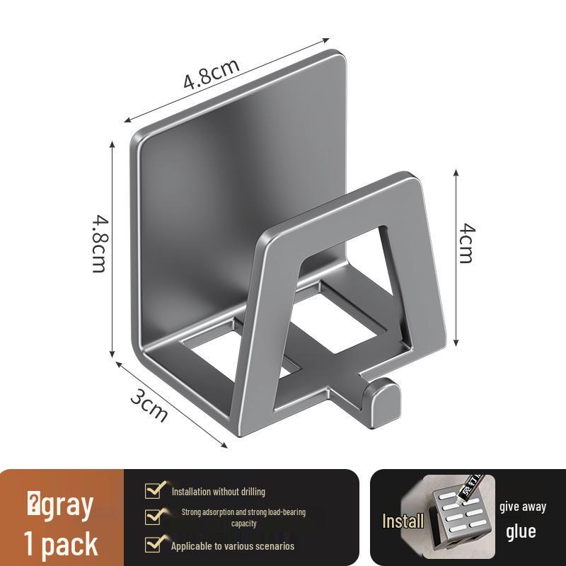 Gunmetal Gray No-Drill Sink Sponge & Pot Lid Storage Rack