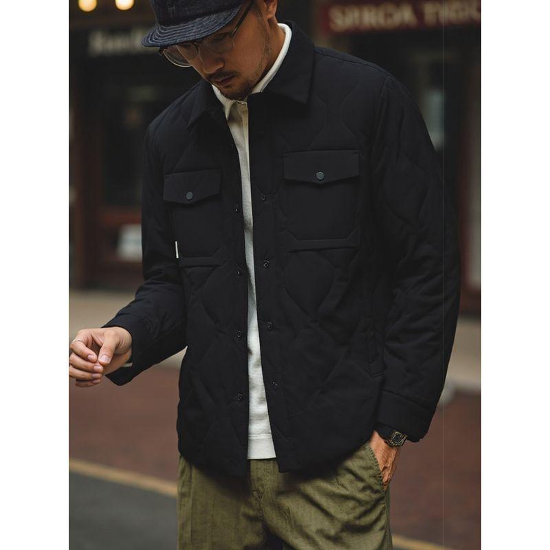 Lightweight down Jacket Men's Winter down Warm Work Shirt Coat Foreign Trade Men's Casual Turn-Down Collar Cotton Jacket