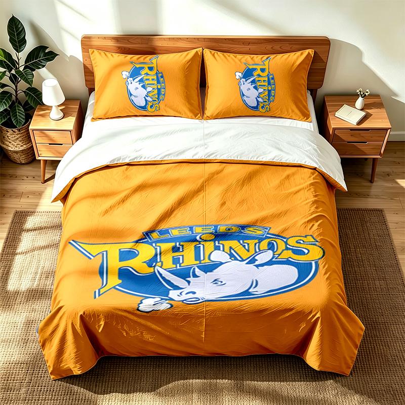 Leeds Rhinos (1) 3pc Set Suitable for Master Bedrooms Soft and Comfortable an Ideal Gift for Family and Friends Includes One Duvet Cover and Two Pillo