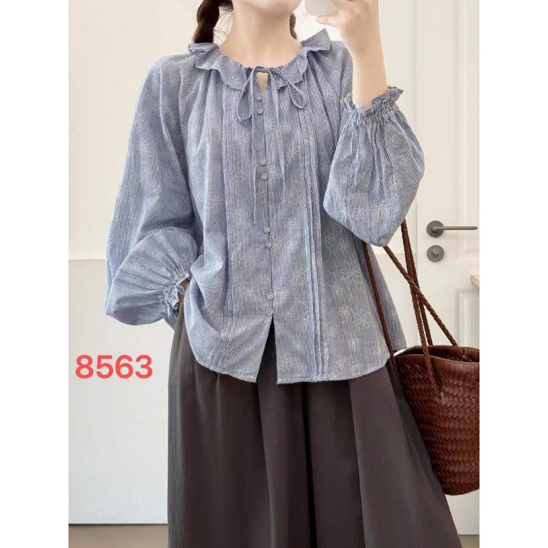 Spring 2026 Japanese Style Loose Wide Lapel Tie-Waist Pleated Women's Cardigan Shirt