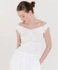 INJIACTIVE Wrinkle Off Shoulder Top White