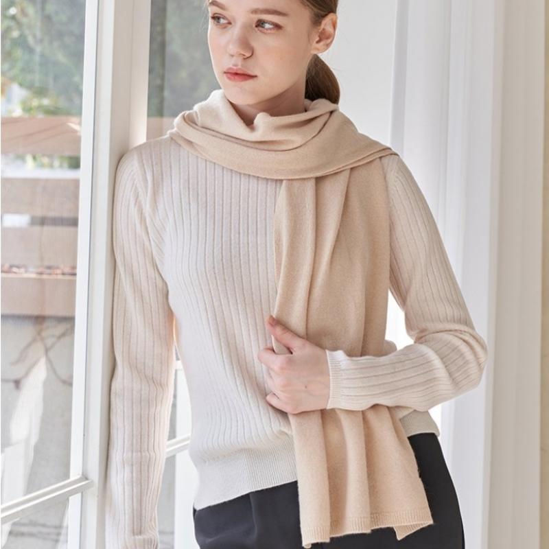 Dal Cashmere Premium Cashmere 100 Knit Scarf Beige Shawl