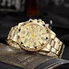 Men's Atmospheric Alloy Strap Large Dial Quartz Wristwatch with Three-Eye Design