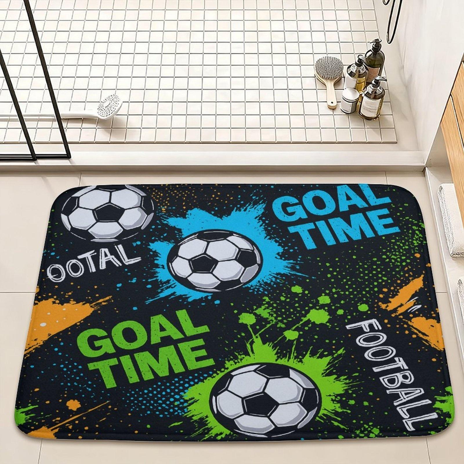 

Soccer Door Mat – Goal Time Design with Footballs & Splash Effects, Sporty Theme Entryway Mat for Bedroom, Living Room 40x60cm16x24in