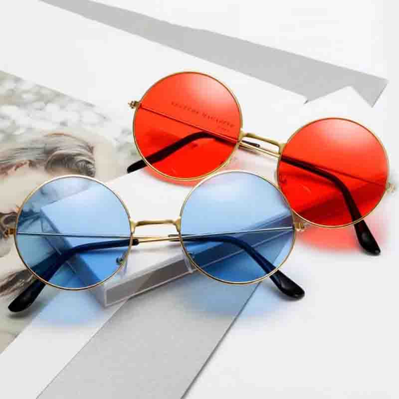 Retro Küçük Yuvarlak Hippi Güneş Gözlüğü Moda Daire Metal Çerçeve güneş gözlüğü Disko Parti Şeker Renkli Lens Gözlük Kadın Erkek