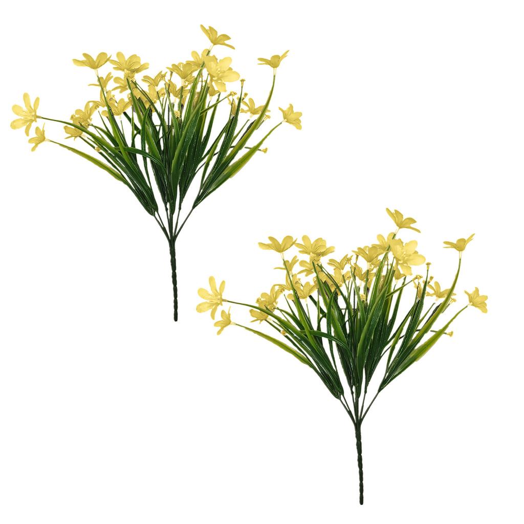 2 Bundles Artificial Outdoor Flowers Fake Flowers Green Shrubs Garden Porch