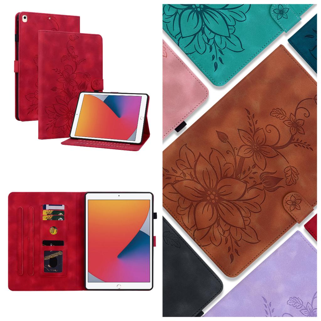 Pentru Apple iPad 9.7 (2017) (Cunoscut și ca iPad (a 5-a generație)).Husă pentru tabletă din piele PU, cu design floral rafinat în relief