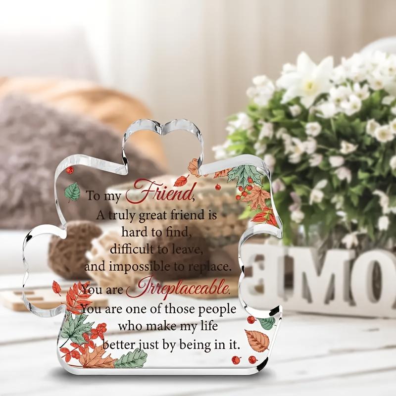 Vintage Acrylic Sign, 1pc, Friendship Puzzle Acrylic Plaque - 'You Are Irreplaceable' Heartfelt Message - Unique Best Friend Gift with Touching Quote