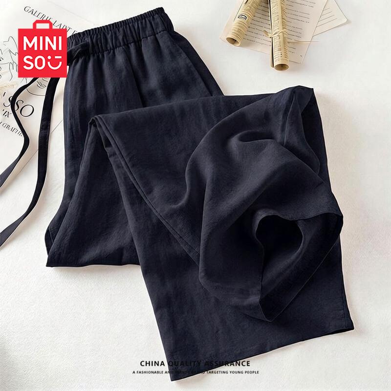 MINISO Women's Linen Blend Wide-Leg Casual Pants