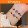 Floral Zircon Hollow Flower Bracelet With Puller For Womens Fashion Accessory