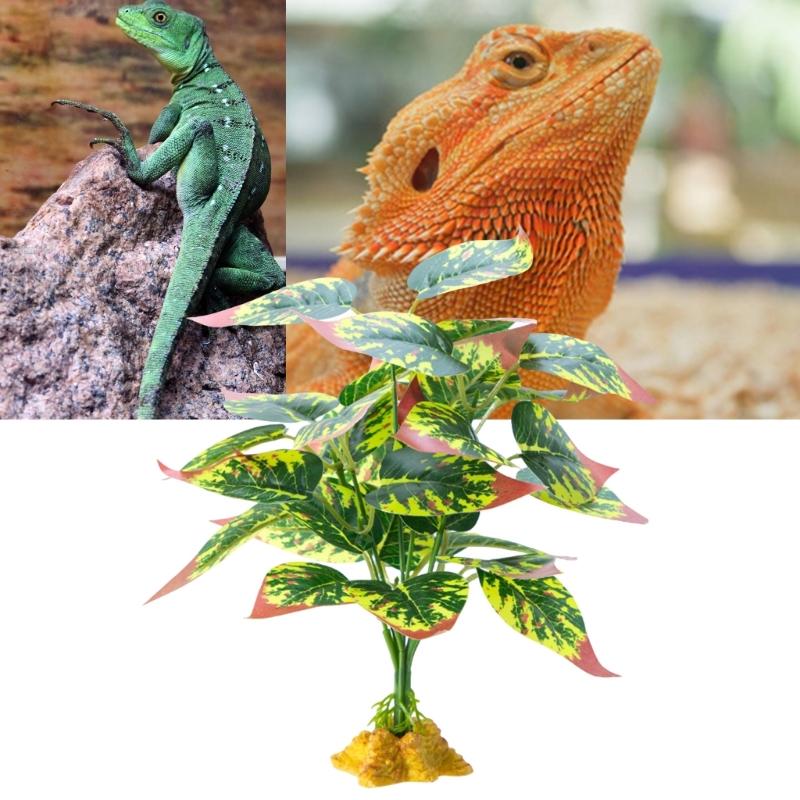 Plant Realistic Leaves Terrariums Hanging Plant Decorations Flexible Reptiles for Reptiles and Amphibians