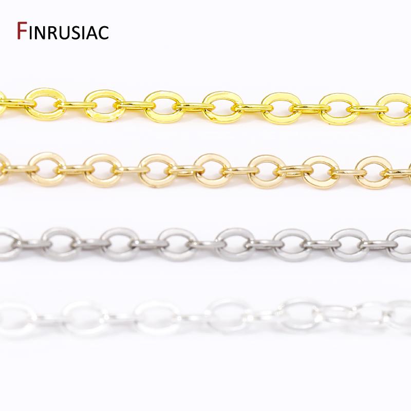 14K Goldplattiertes Messing O-Form Kreuz Grobkettenglied für Halskettenherstellung Zubehör, 1,2/1,6/2,0MM Dünne Kabelkette DIY Zubehör