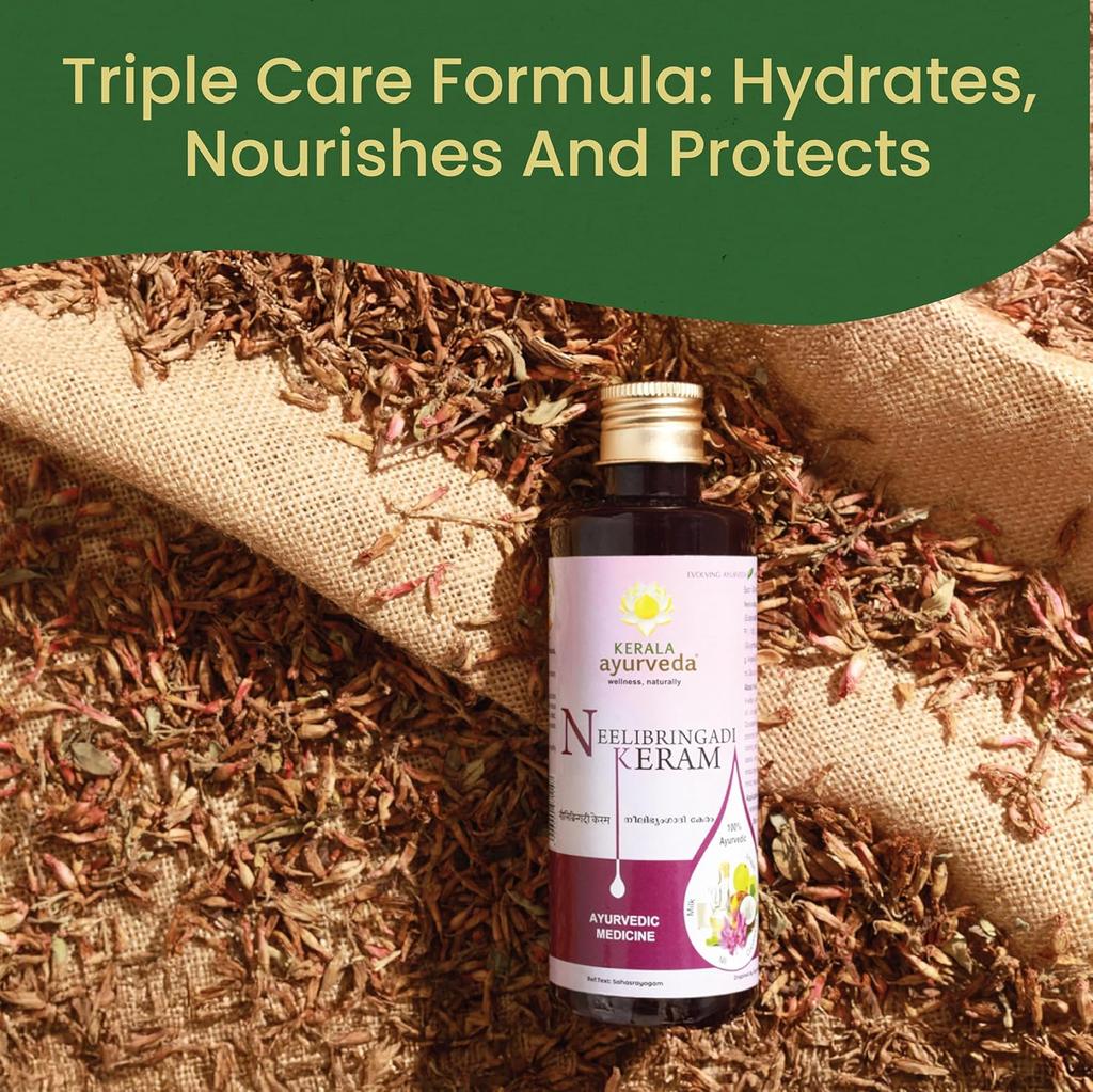 Kerala Ayurveda Neelibhringadi Keram Hair Oil For Hair Growth Triple Care Formula 200 ml Scalp Nourishing Care