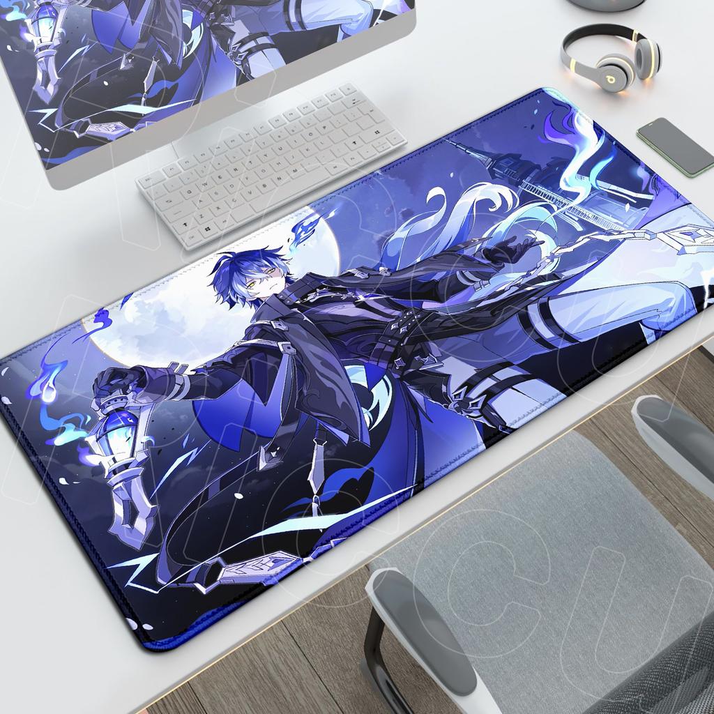 Druk HD Genshin Impact Flins Mata na Biurko Długi Biurowy Pad na Biurko PC Gaming Antypoślizgowe Akcesoria Anime Gumowa Podstawa Podkładka pod Mysz Zmywalna