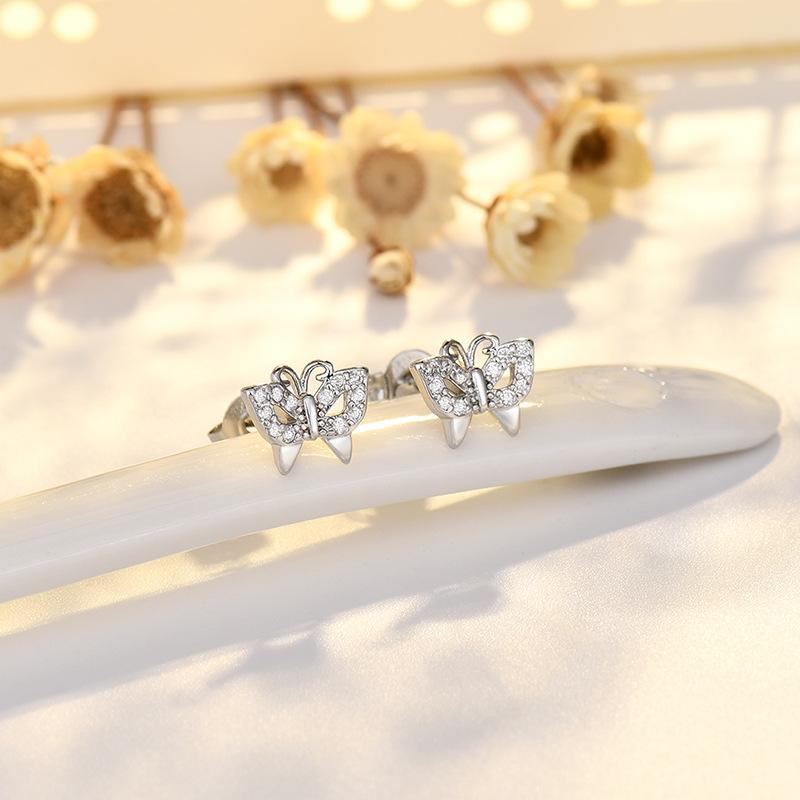 

Новые серьги-бабочки для женщин с высококачественными серьгами из циркония и костяными ногтями, милые мини-животные для повседневной жизни