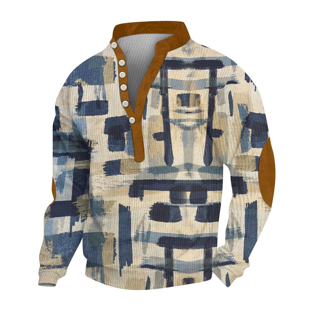 Herren Cord Strickjacke 6-Knopf Langarm Sweatshirt