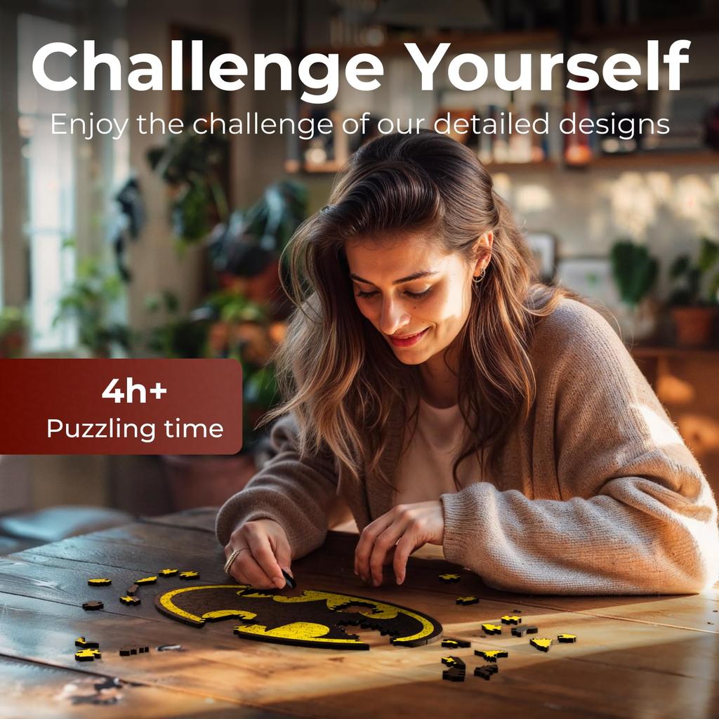 CRAFTHUB Batman Logo Wooden Jigsaw Puzzle - A Magical Puzzle for Adults and Kids.