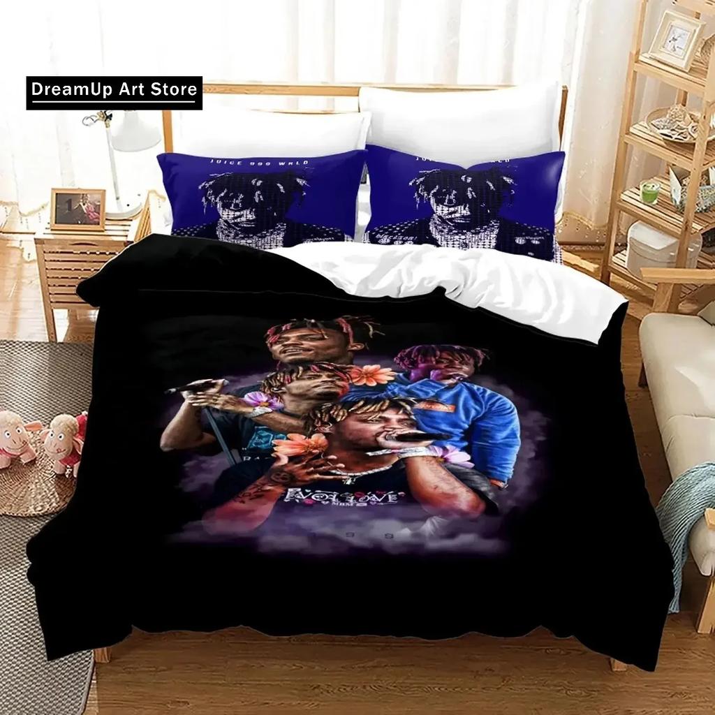 3D Print Fashion Juice Wrld Stars Bedding Set Boys Girls Twin Queen Full Size Duvet Cover Pillowcase Bed Adult Bedroom